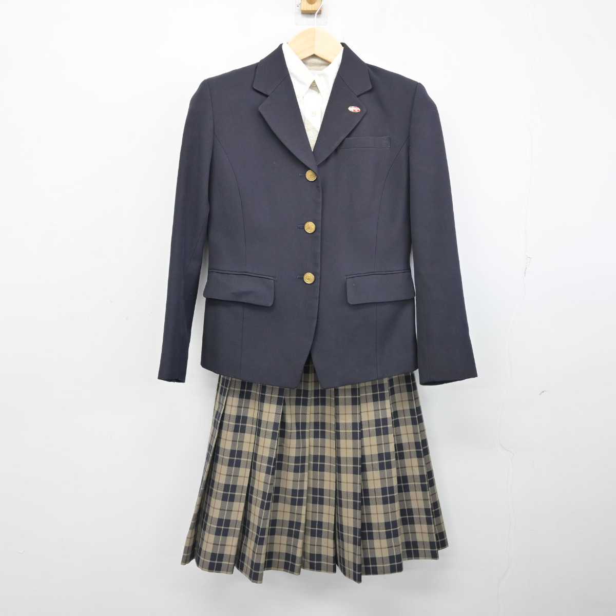 【中古】大阪府 大阪市立西高等学校 女子制服 5点 (ブレザー・シャツ・ニットベスト・スカート) sf053774