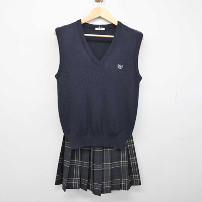 【中古】岐阜県 ぎふ国際高等学校 女子制服 2点 (ニットベスト・スカート) sf053811