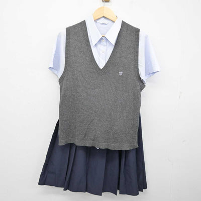 【中古】東京都 東京純心女子中学・高等学校 女子制服 3点 (ニットベスト・シャツ・スカート) sf053930