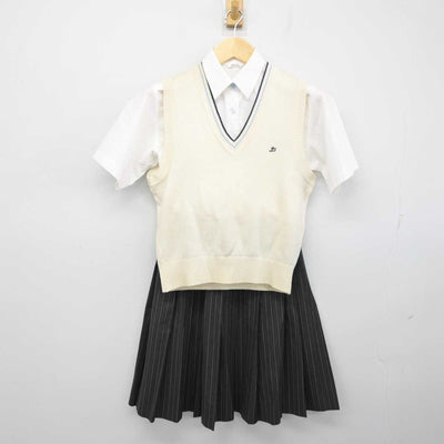 【中古】東京都 郁文館夢学園郁文館グローバル高校 女子制服 3点 (ニットベスト・シャツ・スカート) sf053986