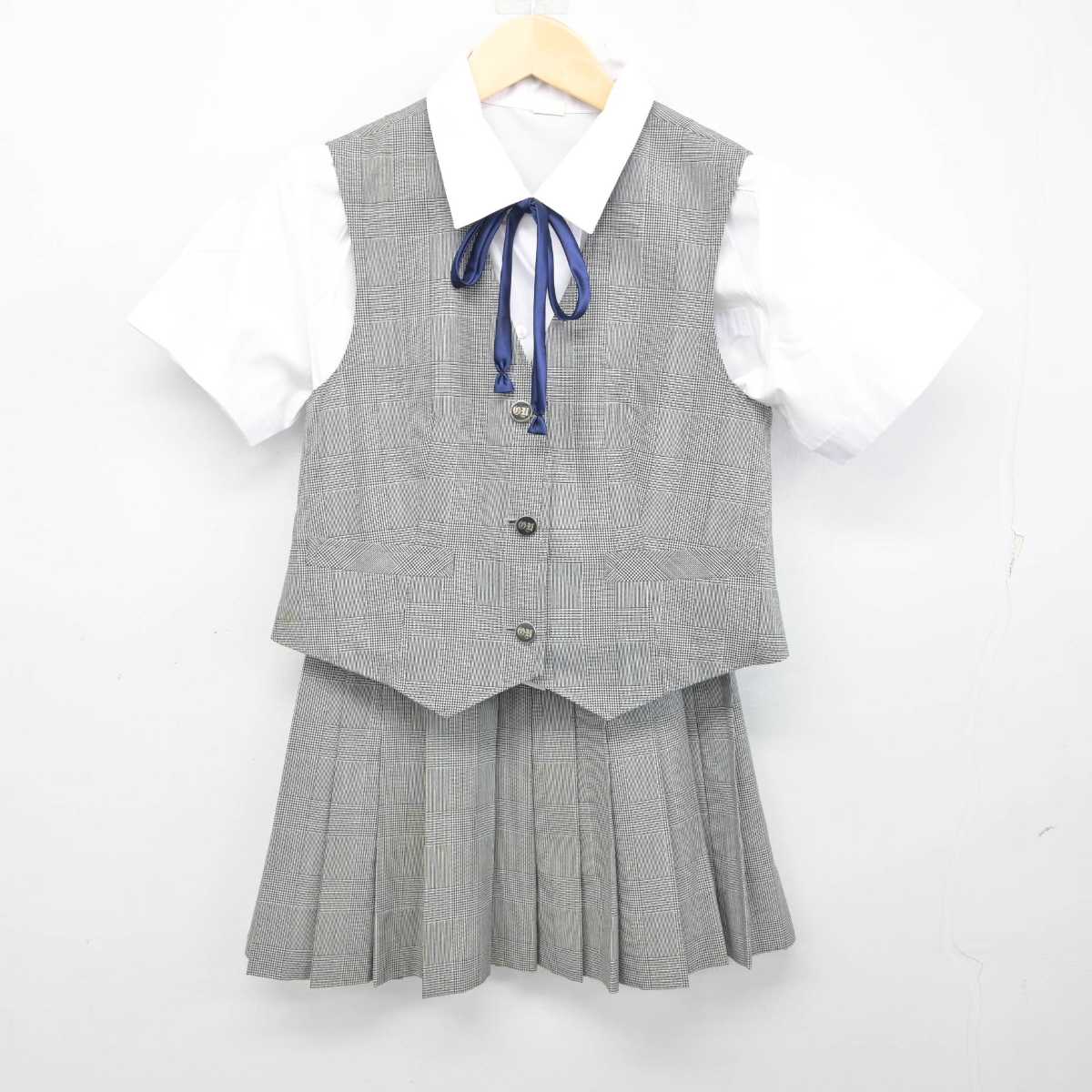 【中古】東京都 鷗友学園女子中学高等学校/旧制服 女子制服 4点 (ベスト・シャツ・スカート) sf054018