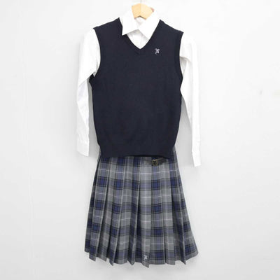 【中古】静岡県 御殿場西高等学校 女子制服 4点 (ブレザー・ニットベスト・シャツ・スカート) sf054032