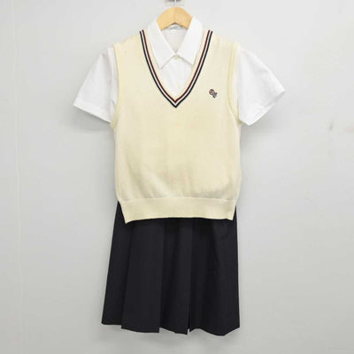 【中古】埼玉県 大宮商業高等学校 女子制服 3点 (ニットベスト・シャツ・スカート) sf054052