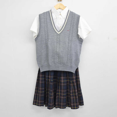 【中古】山梨県 韮崎高等学校 女子制服 3点 (ニットベスト・シャツ・スカート) sf054068