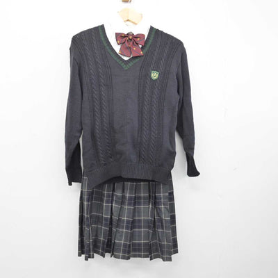 【中古】大阪府 常翔学園高等学校 女子制服 6点 (ブレザー・ニット・シャツ・スカート) sf054081