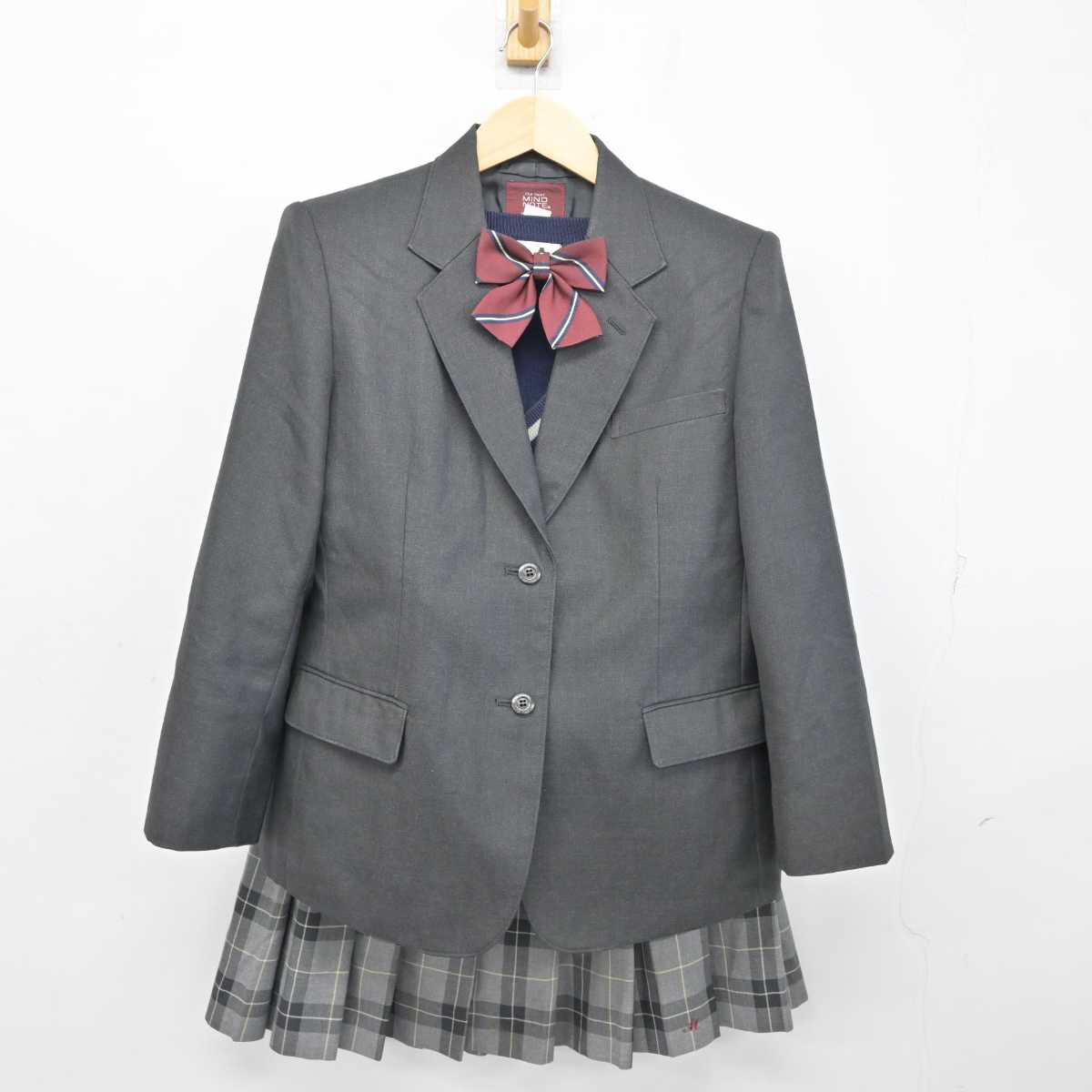 【中古】京都府 桃山高等学校 女子制服 5点 (ブレザー・ニット・スカート) sf054138