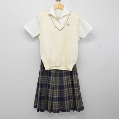 【中古】愛知県 愛知工業大学名電高等学校 女子制服 3点 (ニットベスト・シャツ・スカート) sf054160