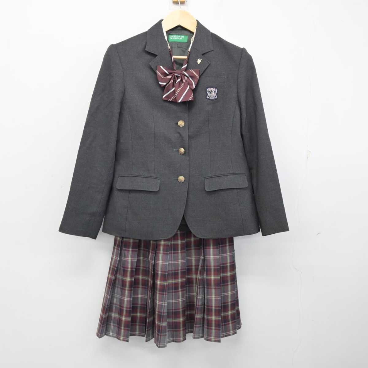 【中古】千葉県 植草学園大学附属高等学校 女子制服 3点 (ブレザー・スカート) sf054202