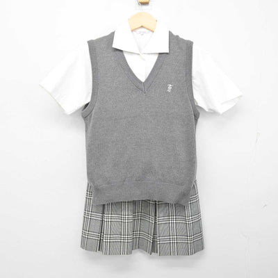 【中古】東京都 学校法人山崎学園富士見中学高等学校 女子制服 4点 (ニットベスト・シャツ・スカート) sf054231