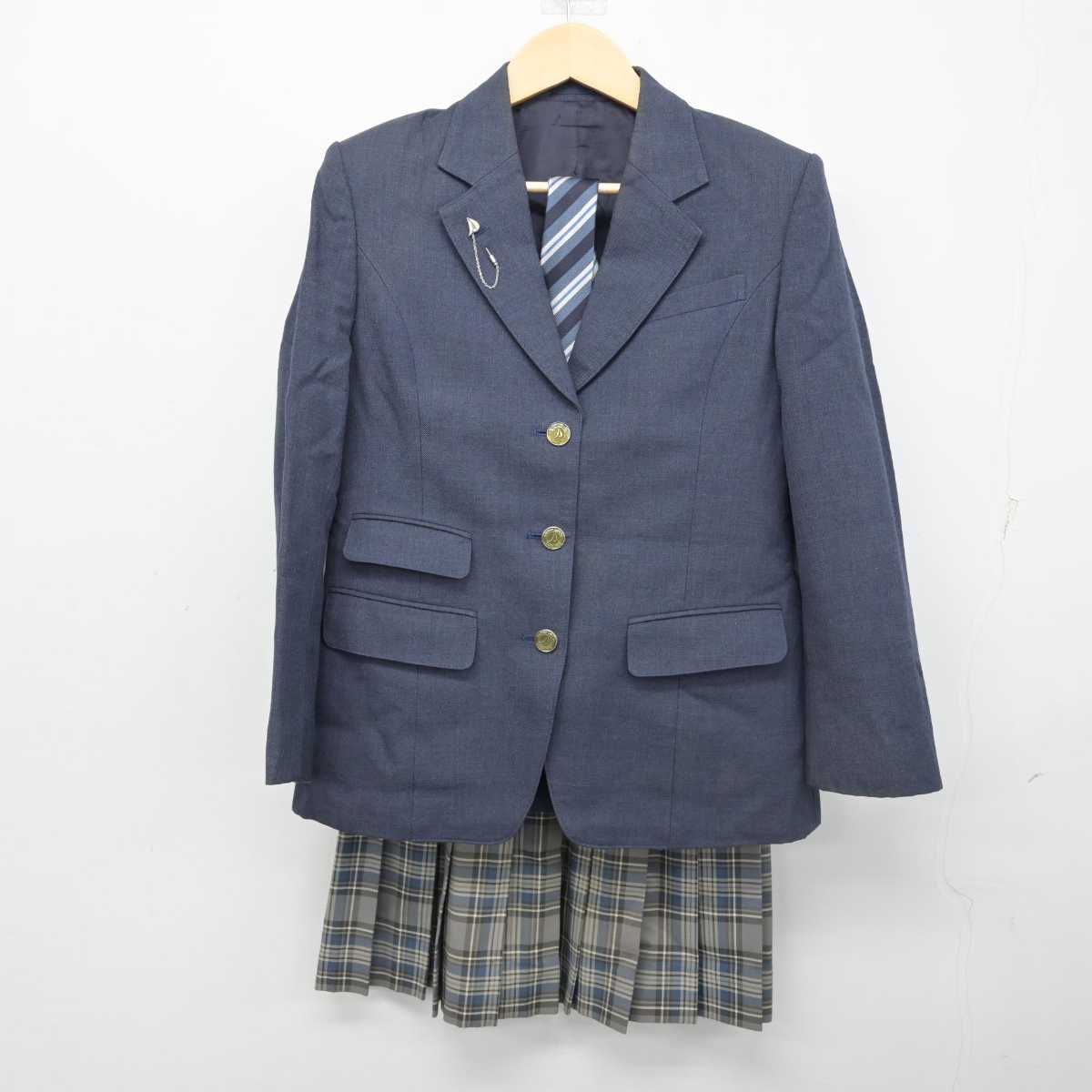 【中古】神奈川県 湘南学院高等学校 女子制服 5点 (ブレザー・ニット・スカート・その他アイテム) sf054246