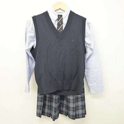 【中古】兵庫県 須磨学園高等学校 女子制服 4点 (ニットベスト・シャツ・スカート) sf054324