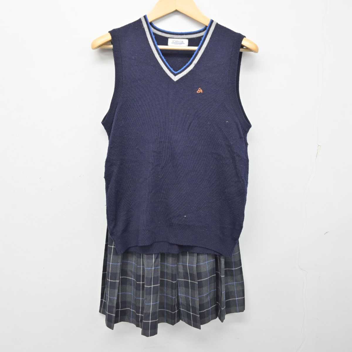 【中古】香川県 英明高等学校 女子制服 4点 (ニット・ニットベスト・スカート) sf054339