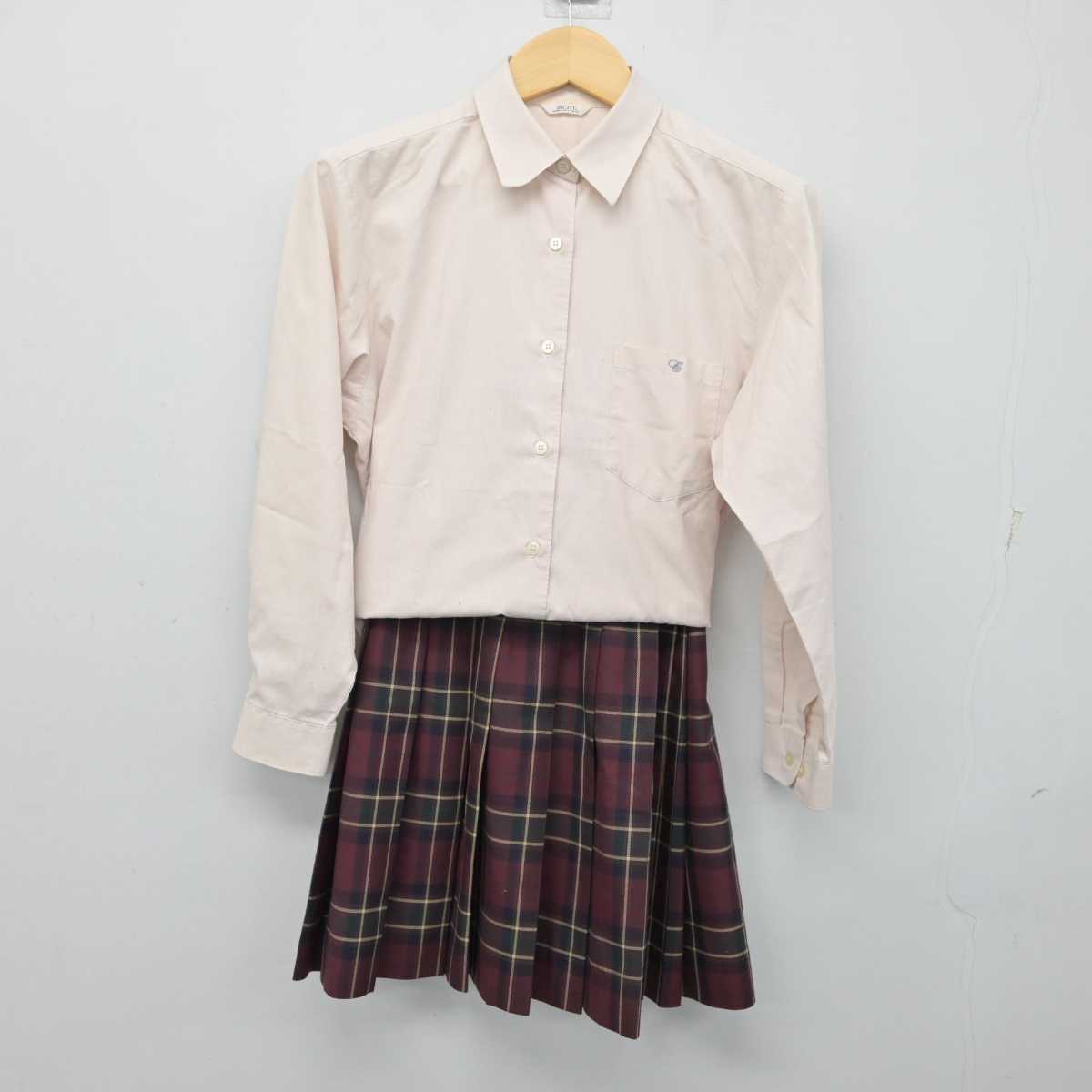 【中古】千葉県 千葉商科大学付属高等学校 女子制服 2点 (シャツ・スカート) sf054357