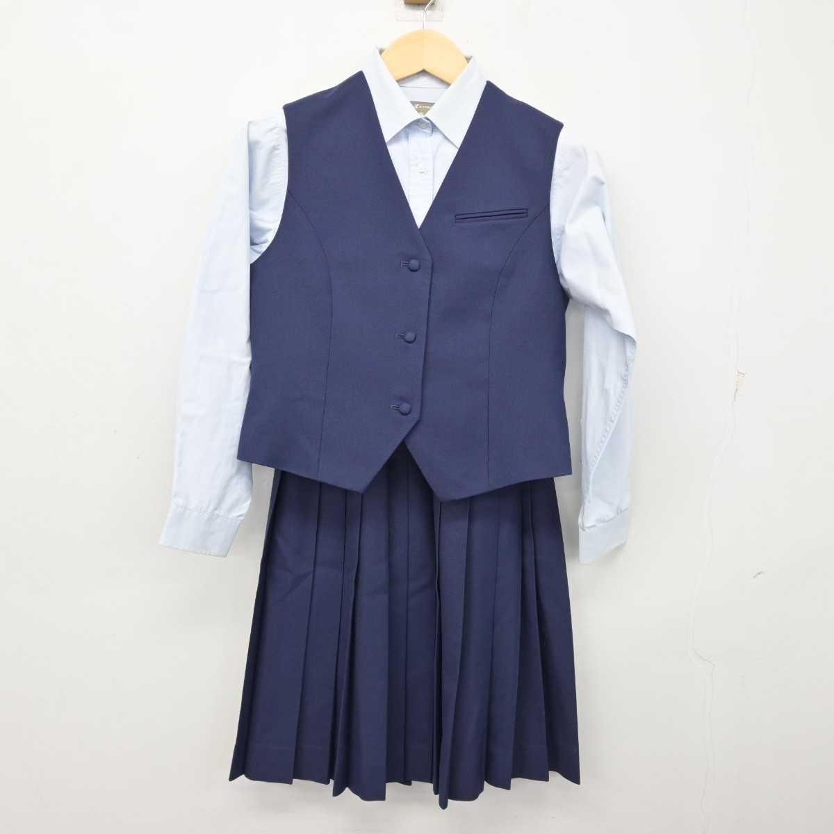 【中古】千葉県 千葉中学校 女子制服 4点 (ブレザー・ベスト・シャツ・スカート) sf054379