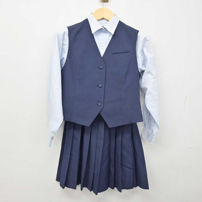 【中古】千葉県 千葉中学校 女子制服 3点 (ベスト・シャツ・スカート) sf054380