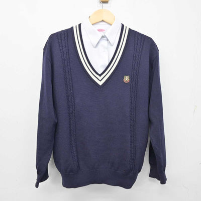 【中古】滋賀県 大津商業高等学校 女子制服 3点 (ブレザー・ニット・シャツ) sf054385