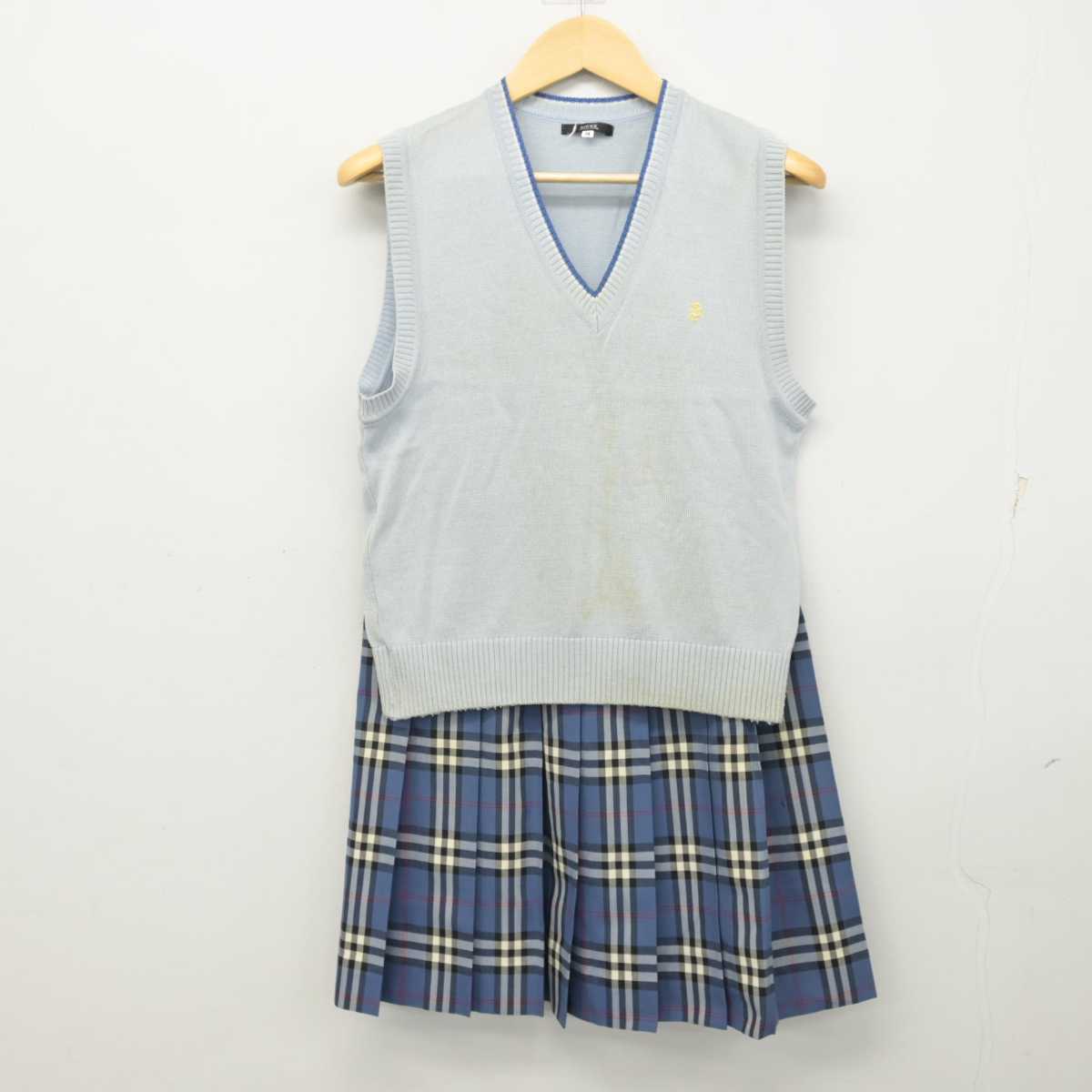 【中古】千葉県 志学館中等部 女子制服 2点 (ニットベスト・スカート) sf054405