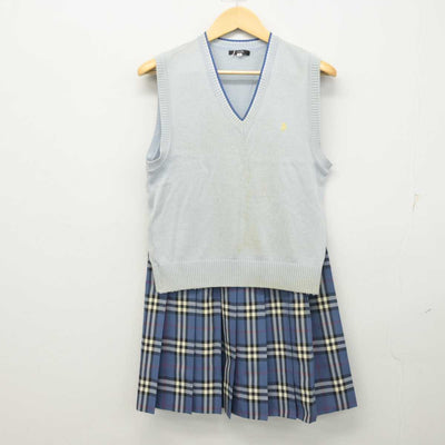 【中古】千葉県 志学館中等部 女子制服 2点 (ニットベスト・スカート) sf054405