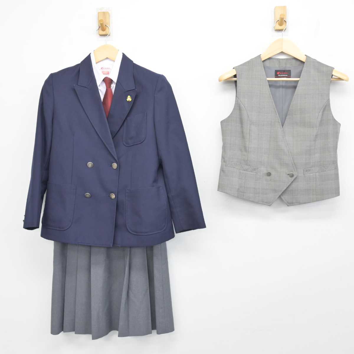 【中古】宮城県 宮城野中学校 女子制服 6点 (ブレザー・ベスト・シャツ・スカート) sf054416