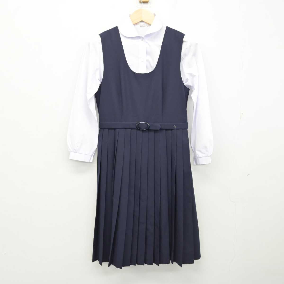 【中古】愛知県 椙山女学園高等学校 女子制服 2点 (シャツ・ジャンパースカート) sf054452