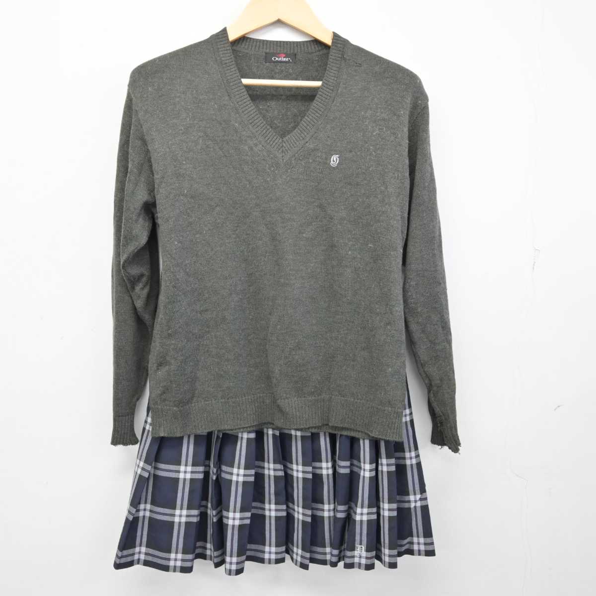 【中古】愛知県 同朋高等学校 女子制服 3点 (ニット・スカート・スカート) sf054512