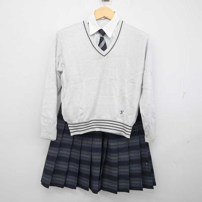 【中古】大阪府 関西福祉科学大学高等学校 女子制服 5点 (ブレザー・ニット・シャツ・スカート) sf054595