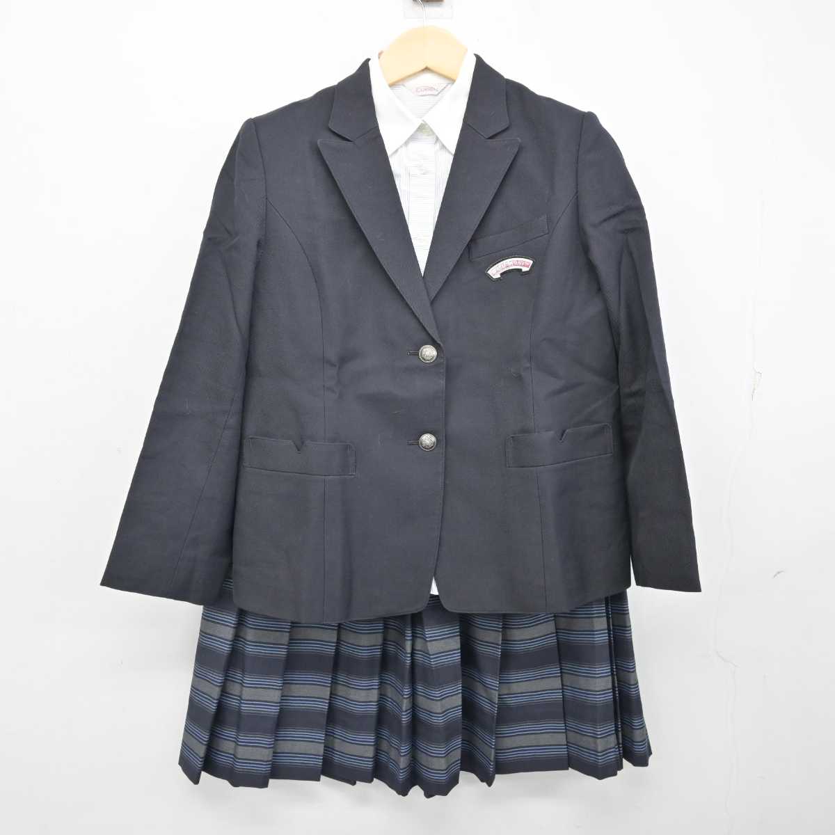 【中古】大阪府 関西福祉科学大学高等学校 女子制服 4点 (ブレザー・ニット・シャツ・スカート) sf054597