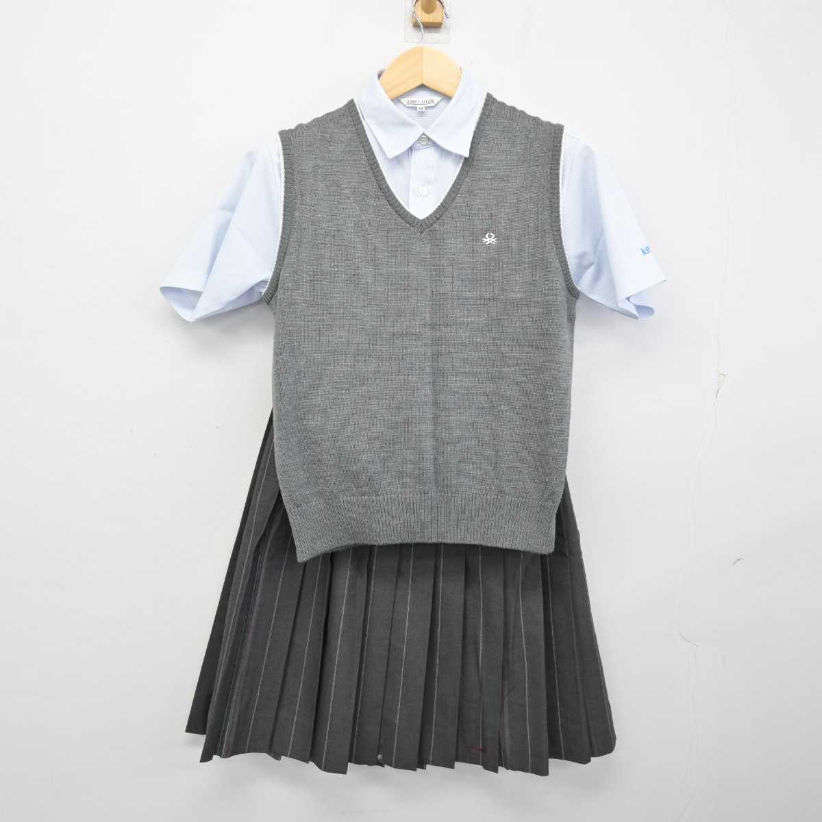 【中古】北海道 北広島西高等学校 女子制服 3点 (ニットベスト・シャツ・スカート) sf054600