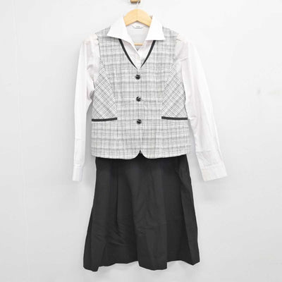 【中古】 事務服 女子制服 3点 (ベスト・シャツ・スカート) sf054637