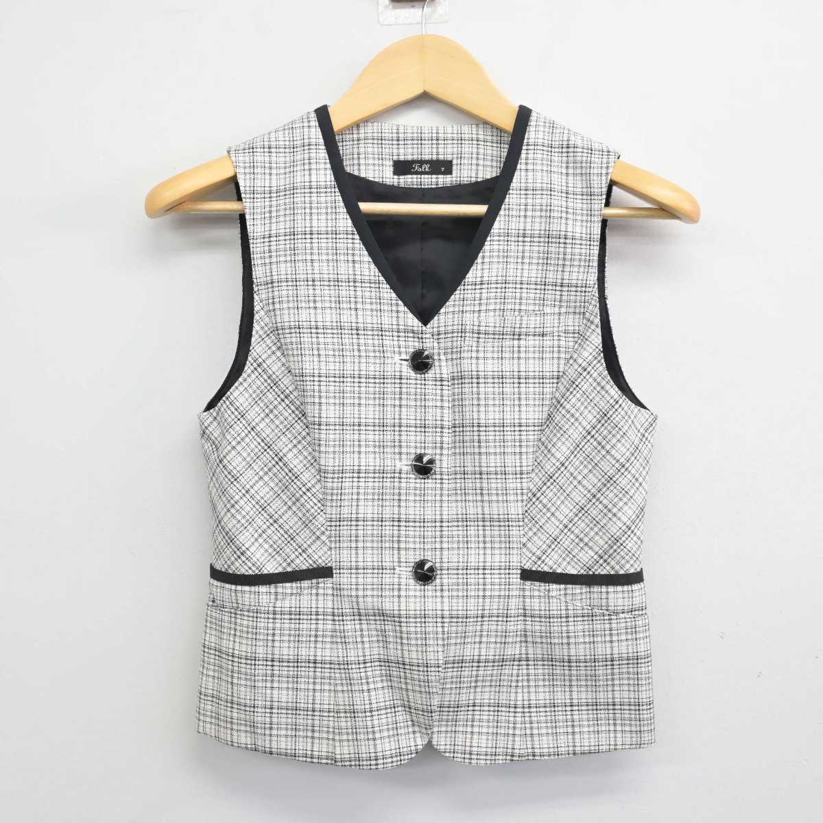 【中古】 事務服 女子制服 4点 (ベスト・シャツ・スカート) sf054638