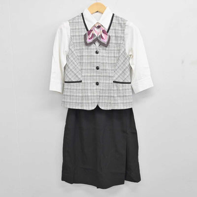 【中古】 事務服 女子制服 4点 (ベスト・シャツ・スカート) sf054639