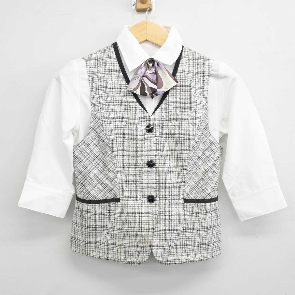 【中古】 事務服 女子制服 3点 (ベスト・シャツ) sf054643