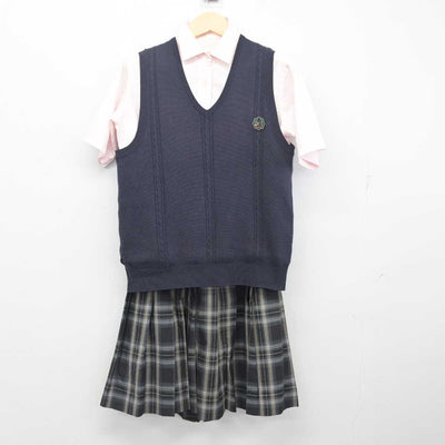 【中古】大阪府 浪速高等学校・中学校 女子制服 3点 (ニットベスト・シャツ・スカート) sf054676