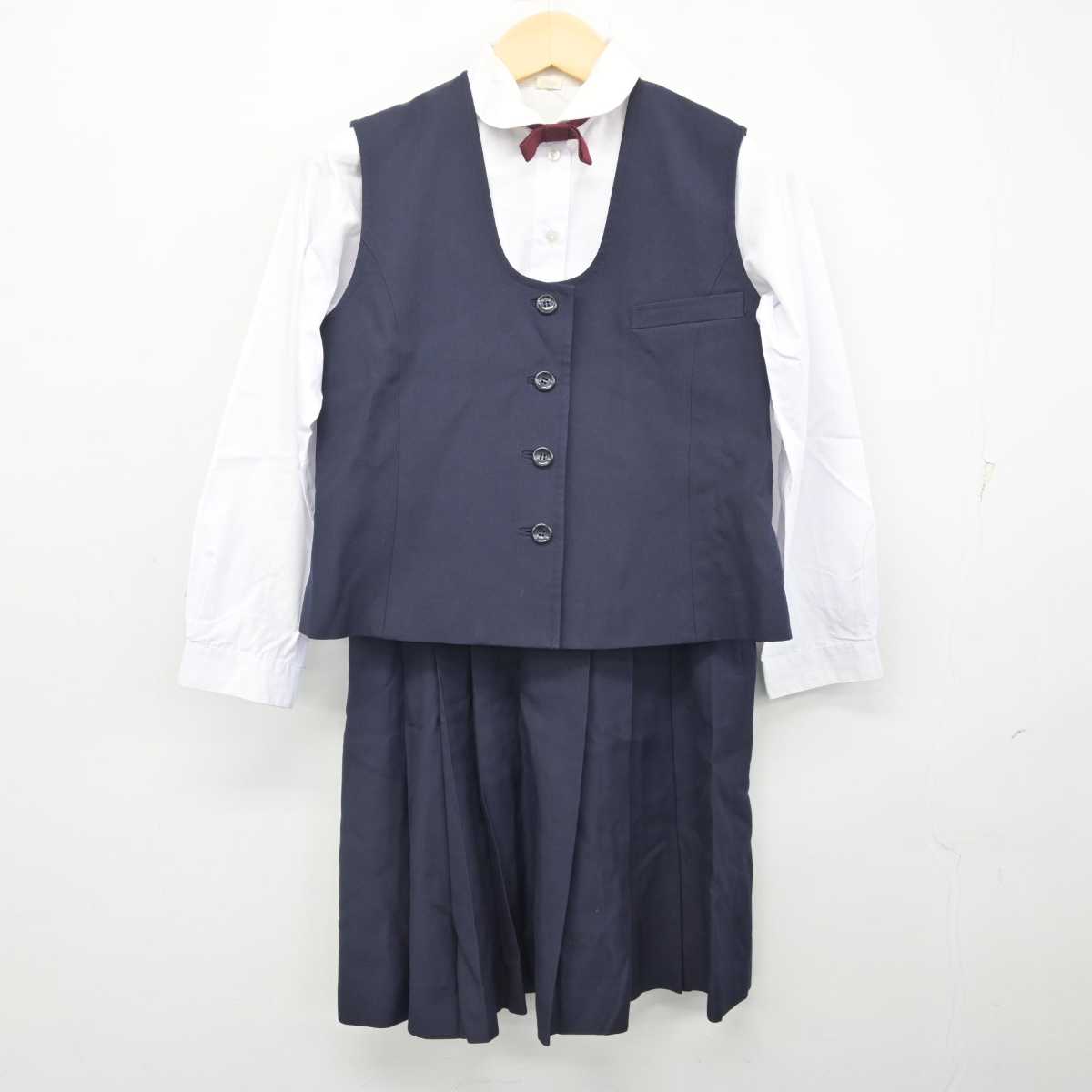 【中古】東京都 女子美術大学付属高等学校・中学校 女子制服 6点 (ブレザー・シャツ・ベスト・スカート) sf054749