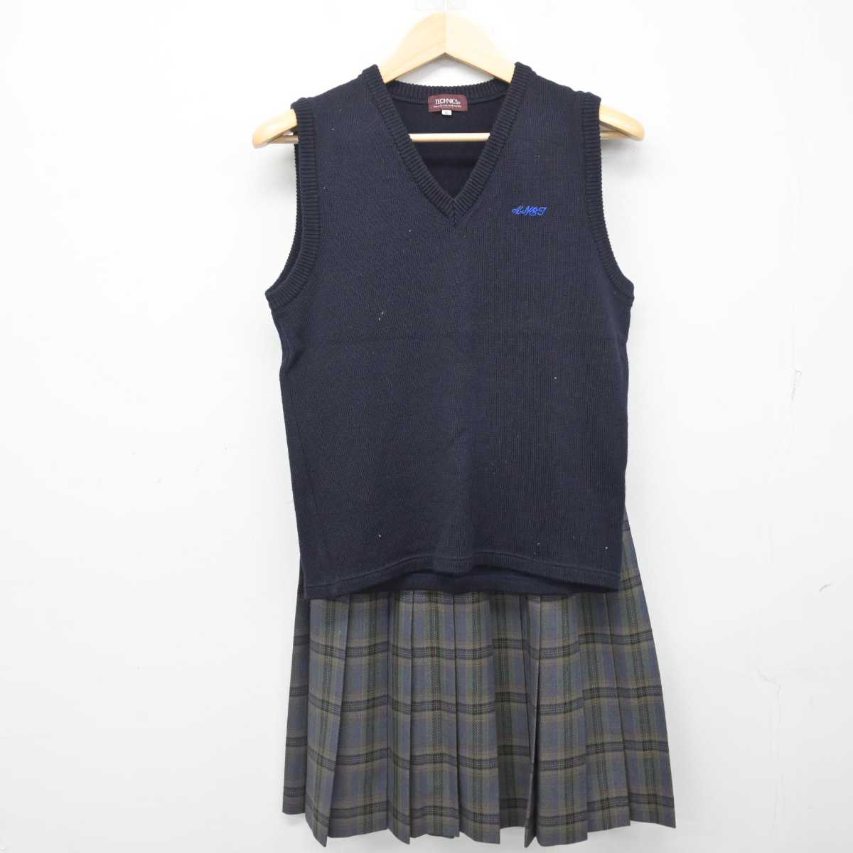 【中古】宮崎県 都城工業高等専門学校 女子制服 3点 (ブレザー・ニットベスト・スカート) sf054763