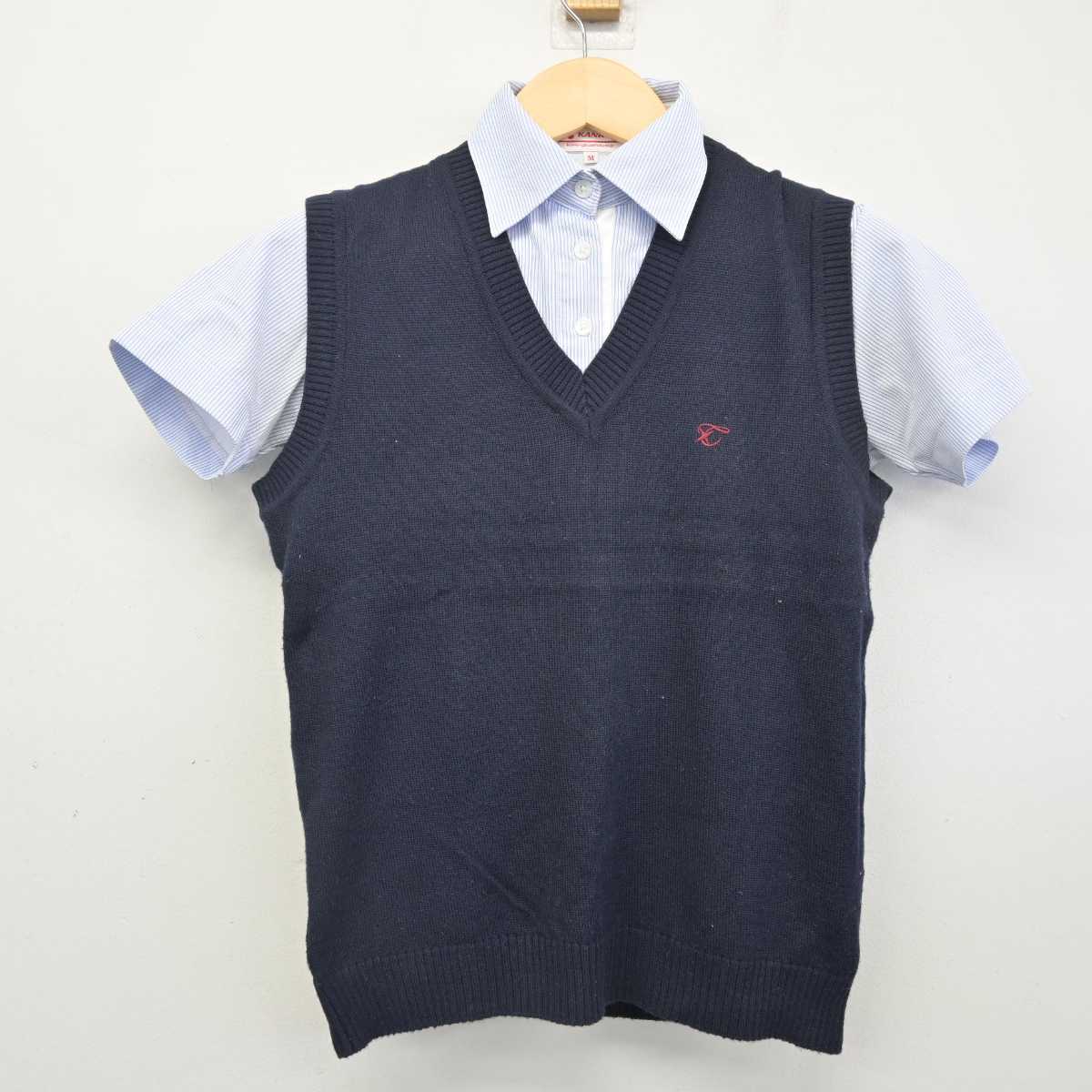 【中古】大阪府 豊島高等学校 女子制服 2点 (ニットベスト・シャツ) sf054788