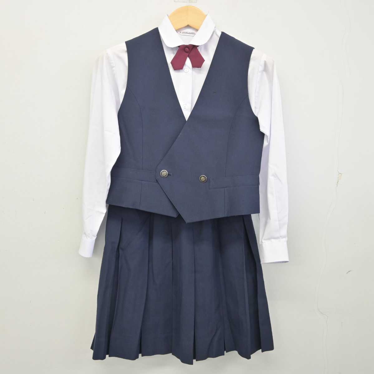 【中古】愛知県 春日井南高等学校 女子制服 6点 (ブレザー・ベスト・シャツ・スカート) sf054803