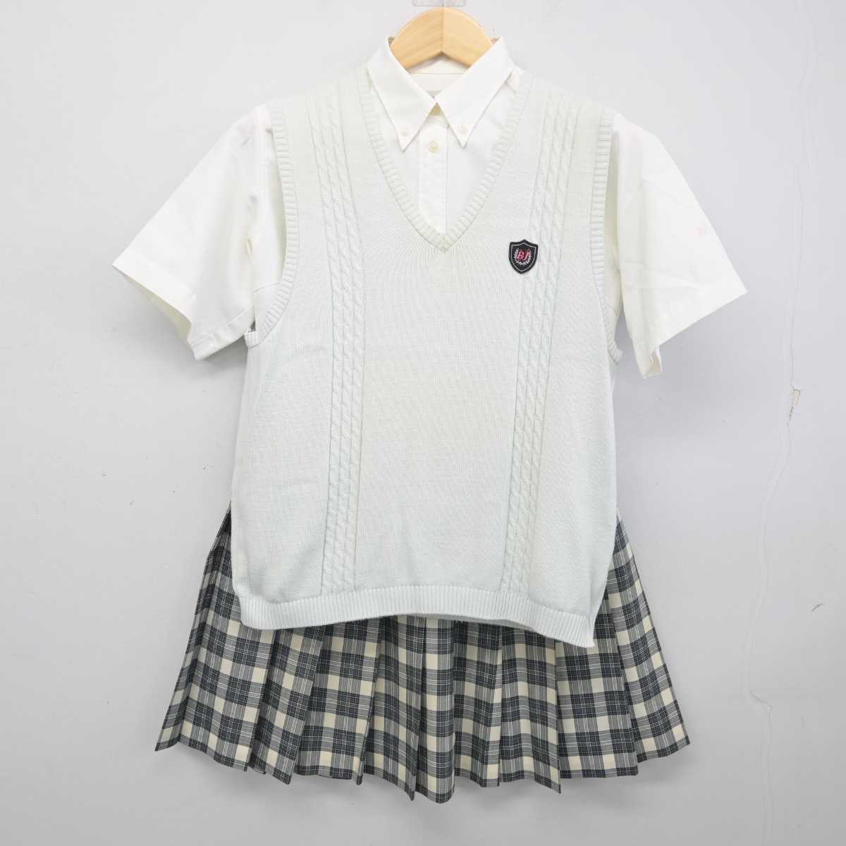 【中古】東京都 日本大学豊山女子中学校・高等学校 女子制服 3点 (ニットベスト・シャツ・スカート) sf054824