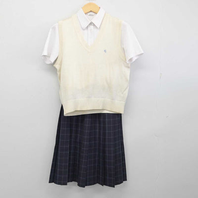 【中古】埼玉県 国際学院高等学校 女子制服 3点 (ニットベスト・シャツ・スカート) sf054853