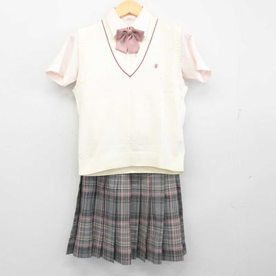 【中古】福岡県 大和青藍高等学校 女子制服 4点 (ニットベスト・シャツ・スカート) sf054855