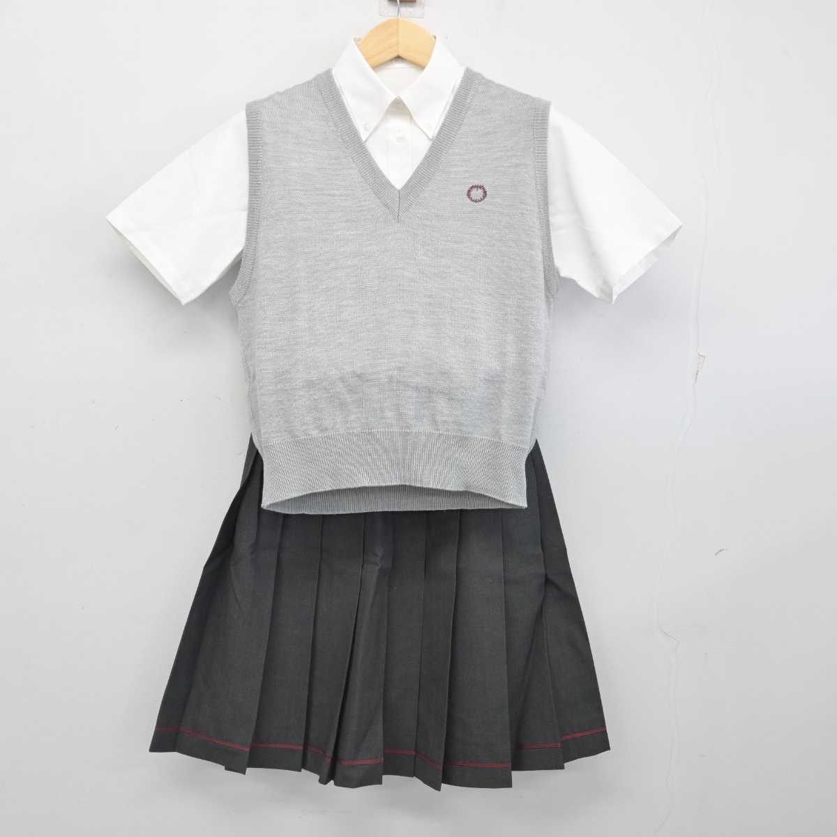 【中古】東京都 桜美林中学校・高等学校 女子制服 4点 (ニットベスト・シャツ・スカート) sf054888