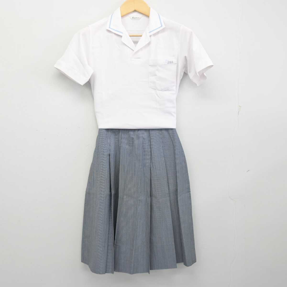 【中古】広島県 江波中学校 女子制服 3点 (シャツ・スカート) sf054893