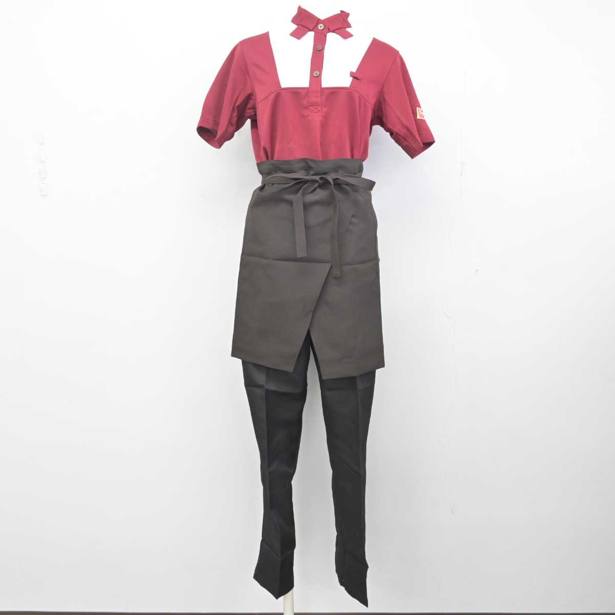 【中古】 すき家 女子制服 3点 (シャツ・ズボン・エプロン / サロン) sf054924