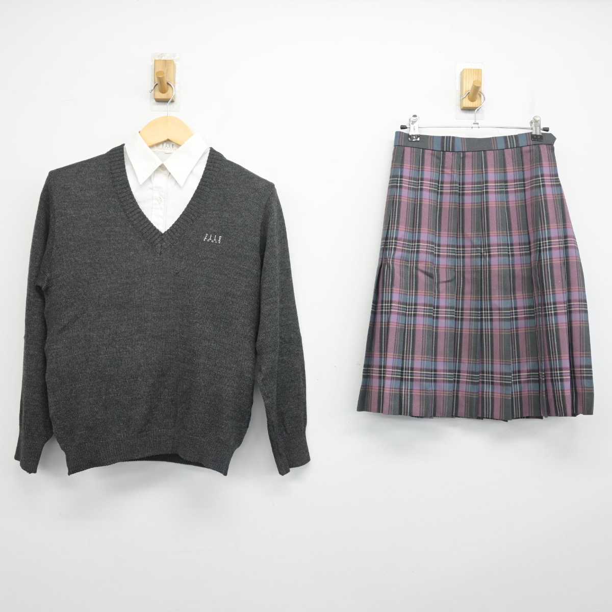 【中古】東京都 共立女子第二高等学校 女子制服 3点 (ニット・シャツ・スカート) sf054927