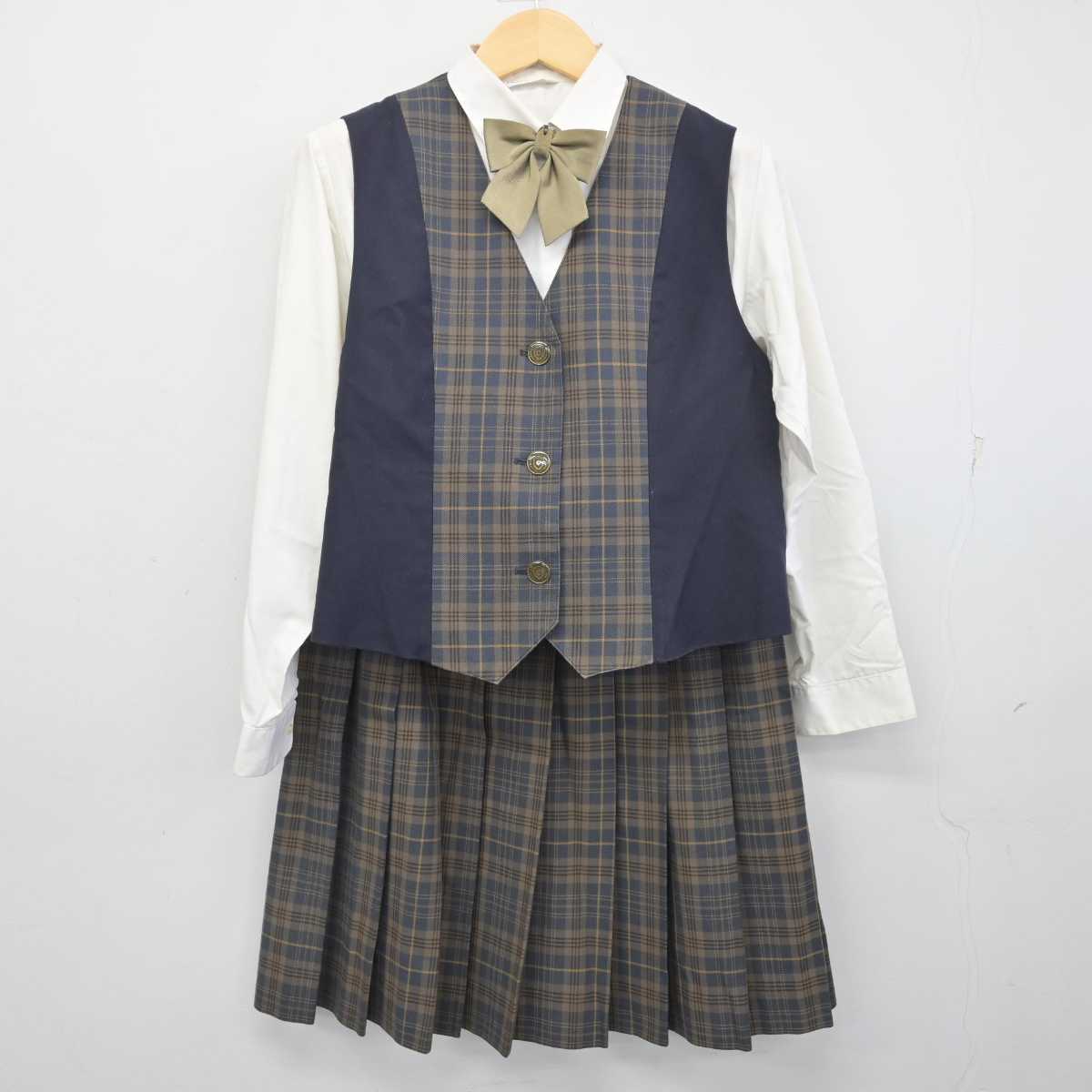 【中古】埼玉県 桶川高等学校 女子制服 5点 (ブレザー・ベスト・シャツ・スカート) sf054937