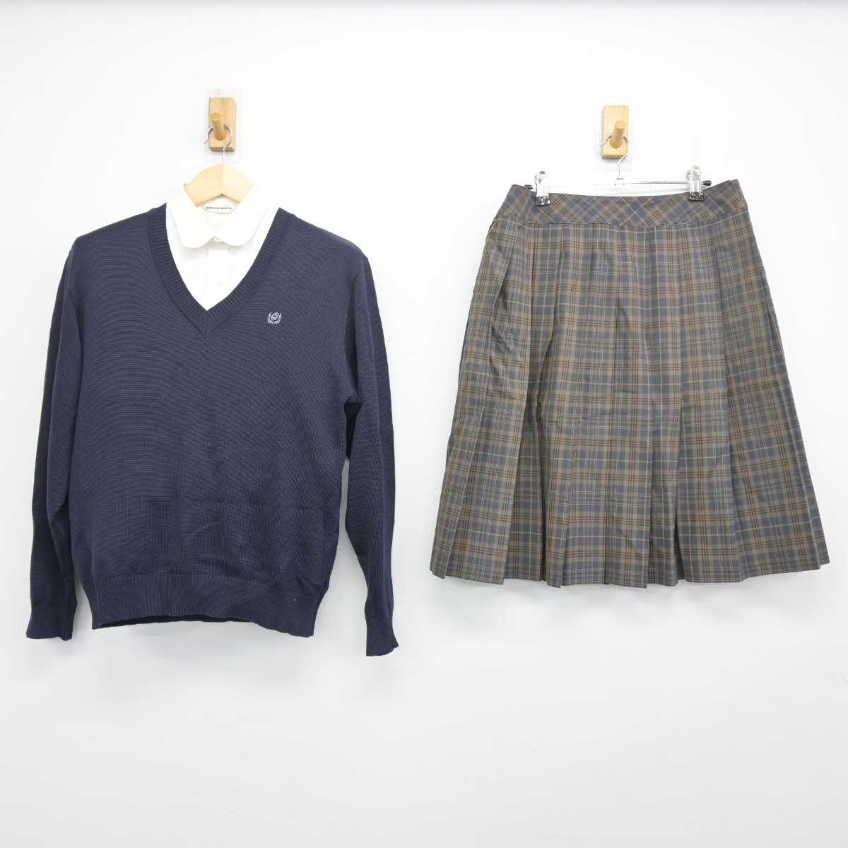 【中古】埼玉県 桶川高等学校 女子制服 3点 (ニット・シャツ・スカート) sf054938