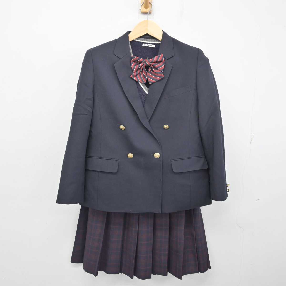 【中古】石川県 小松明峰高等学校 女子制服 4点 (ブレザー・ニット・スカート) sf054952