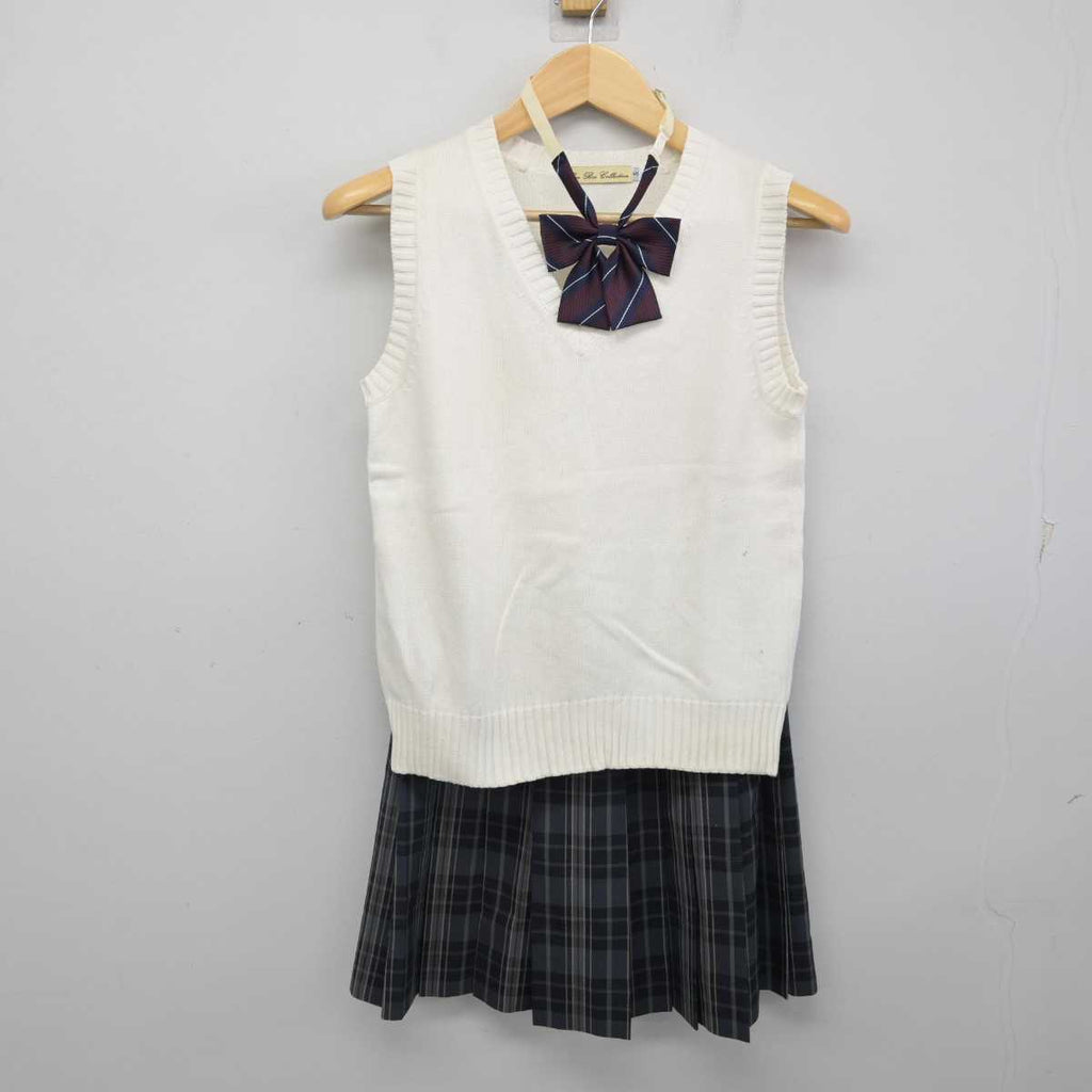 【中古】神奈川県 みなと総合高等学校 女子制服 3点 (ニットベスト・スカート) sf054960 | 中古制服通販パレイド