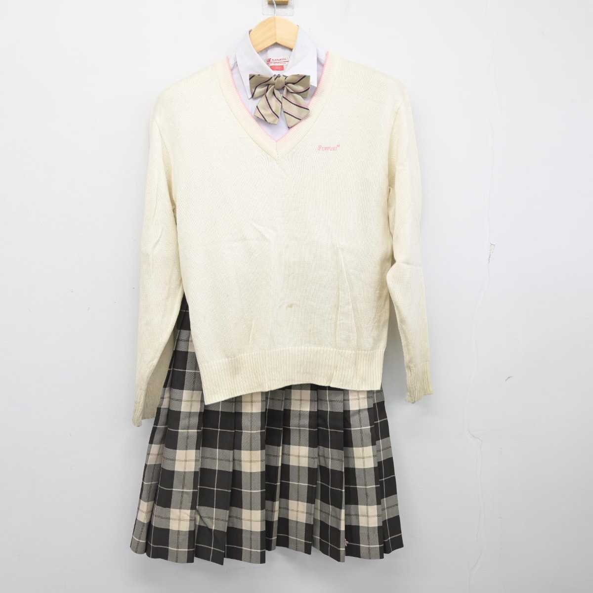 【中古】山梨県 笛吹高等学校 女子制服 5点 (ブレザー・ニット・シャツ・スカート) sf055027