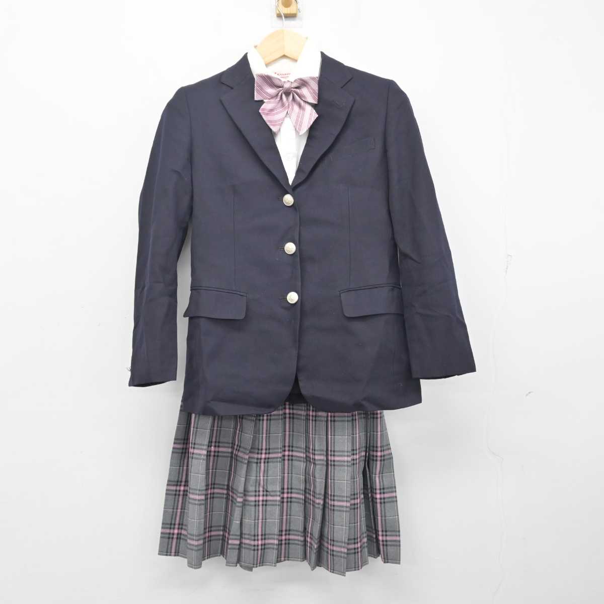 【中古】 クラーク記念国際高等学校 女子制服 4点 (ブレザー・シャツ・スカート) sf055046